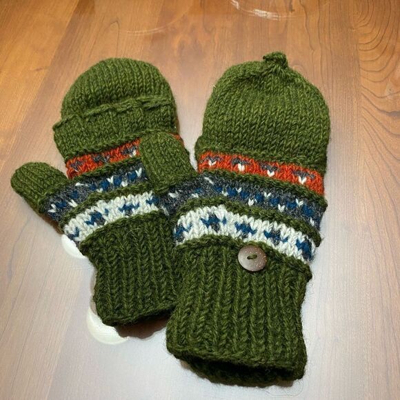 Mens mittens wool green - Picture 3 of 6